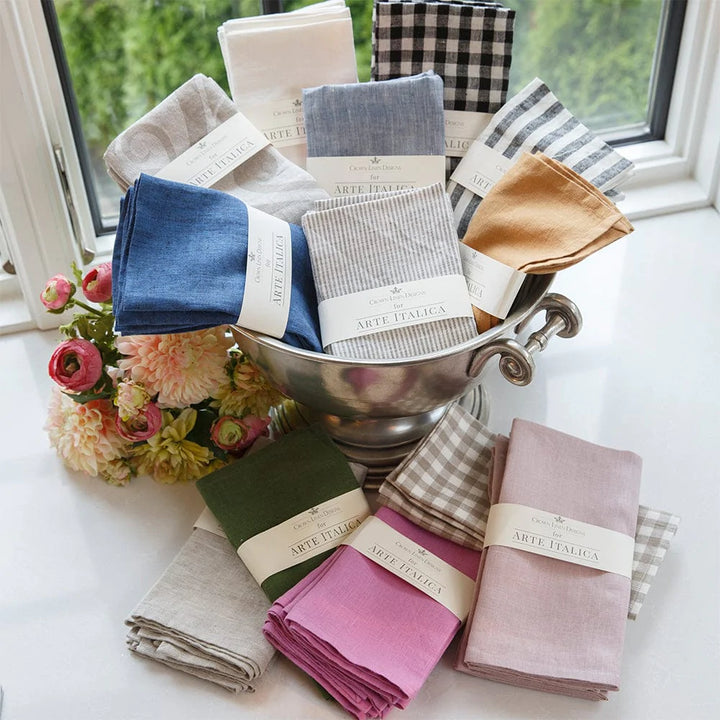 Blue Chambray Washed Linen Napkin Set