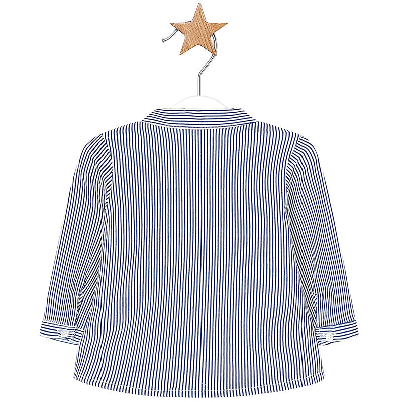 Navy Blue Stripe Long Sleeve Button Down Shirt