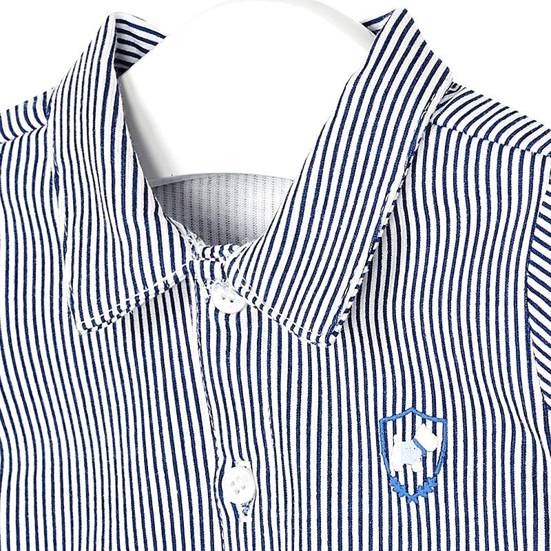 Navy Blue Stripe Long Sleeve Button Down Shirt