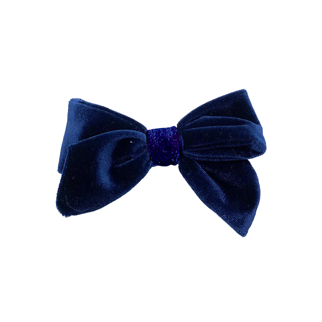 Navy Velour Holiday Bow