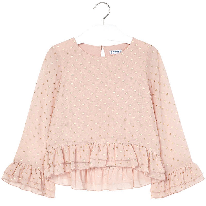 Chiffon blouse with polka dots for girl