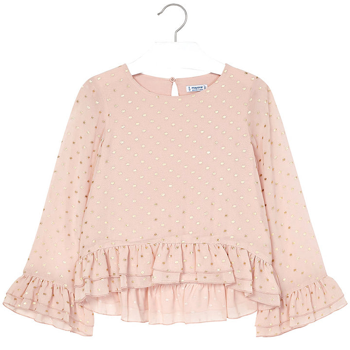 Chiffon blouse with polka dots for girl