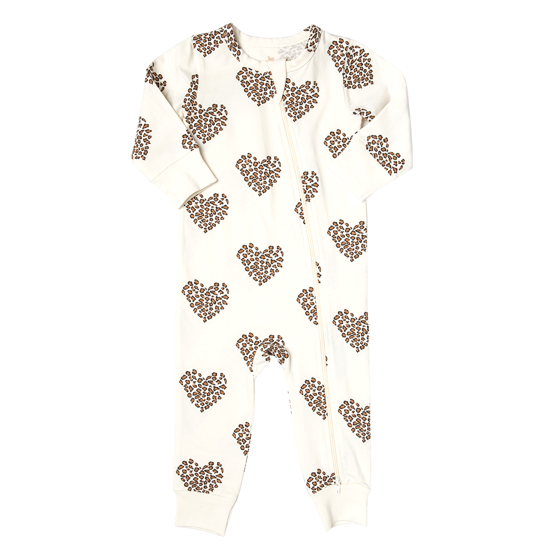 Leopard Heart Baby Organic Romper