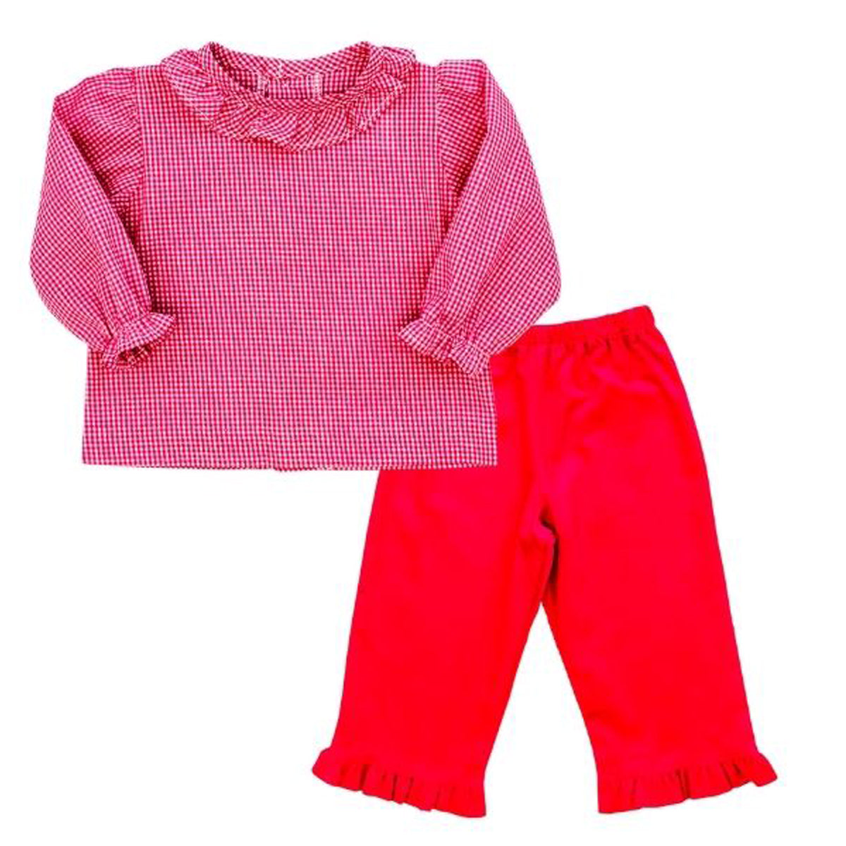 Fuchsia Elastic Corduroy Pant With Ruffles