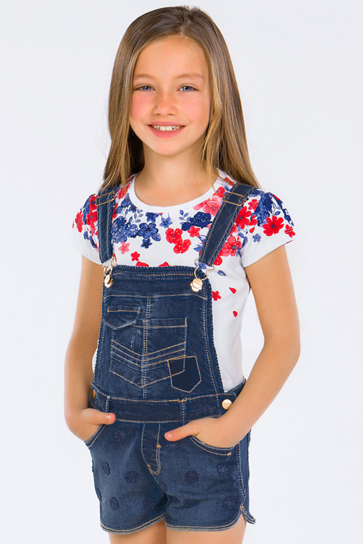 Mayoral - Denim Floral Dungaree Shorts - kkgivingtree - K&K's