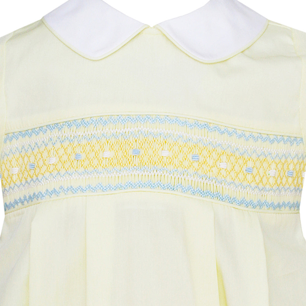 Smocked Lemon Yellow Poplin Bubble