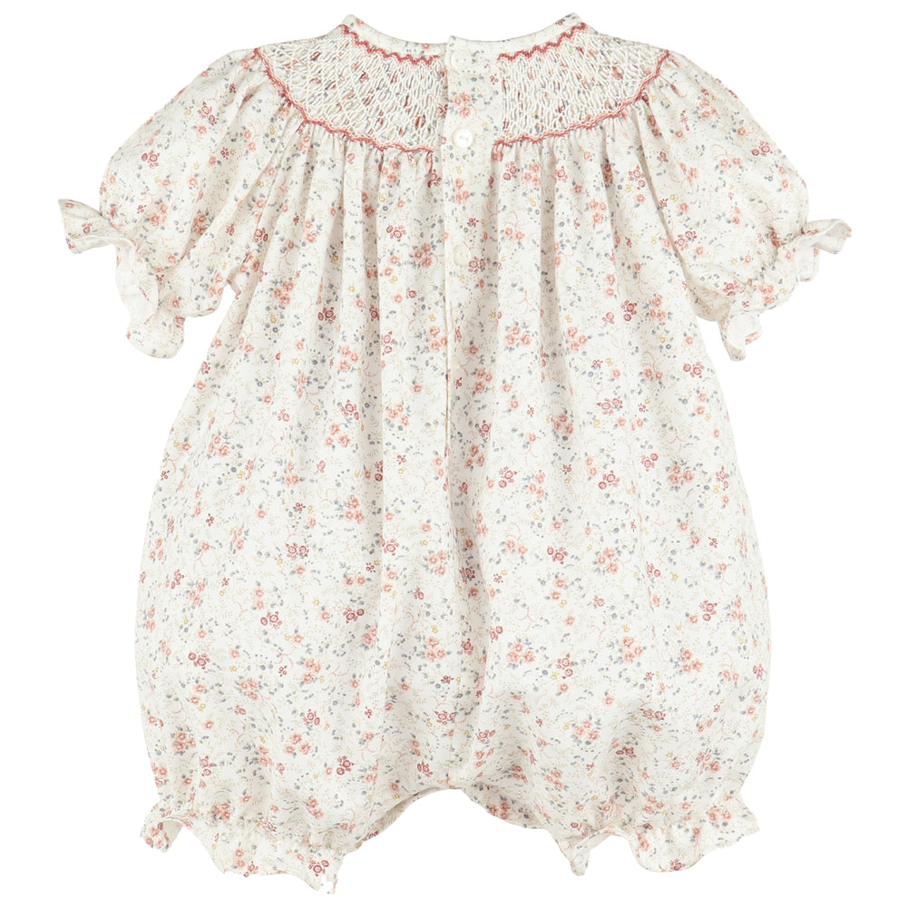 Peach Autumn Floral Smocked Bubble