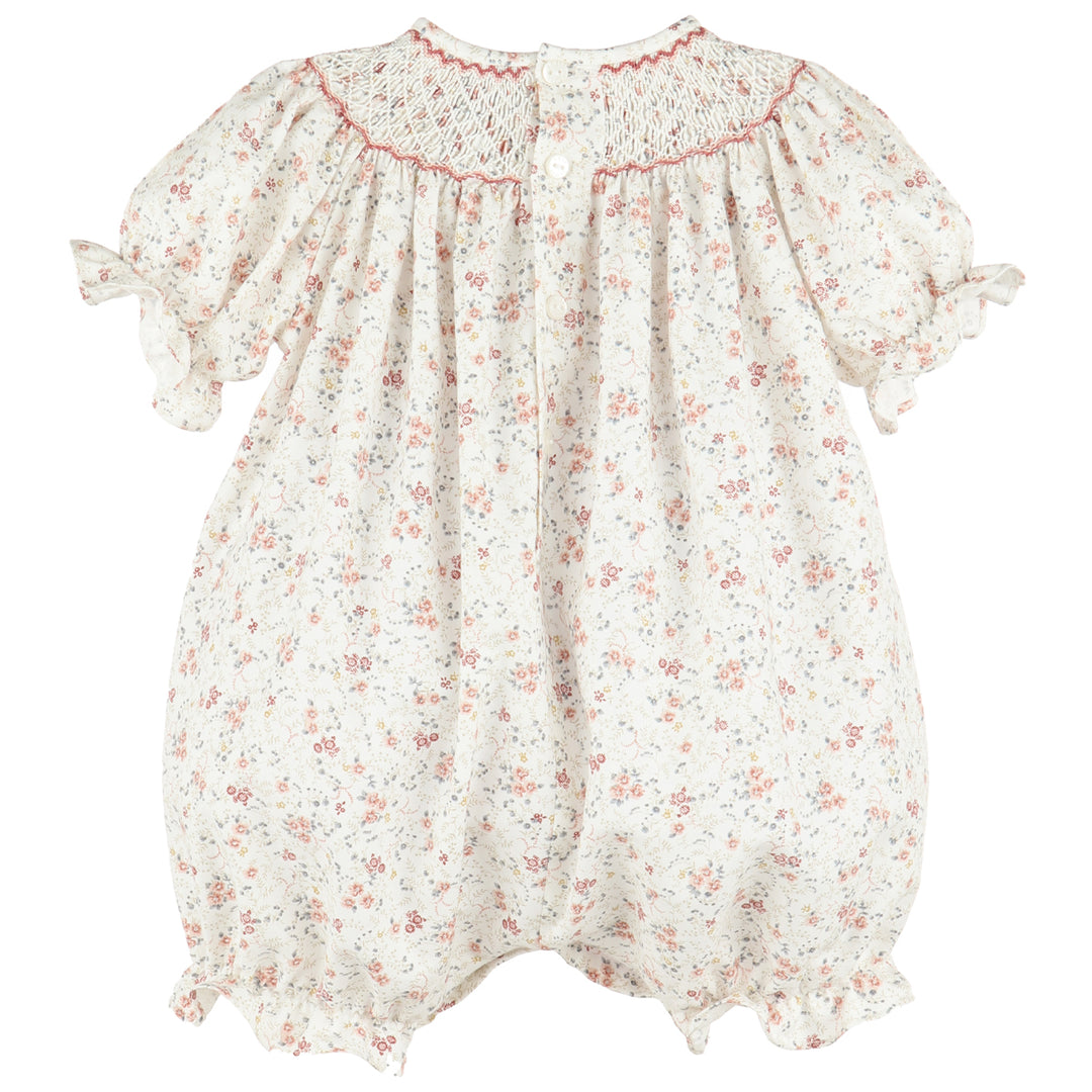 Peach Autumn Floral Smocked Bubble