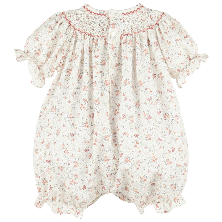 Peach Autumn Floral Smocked Bubble