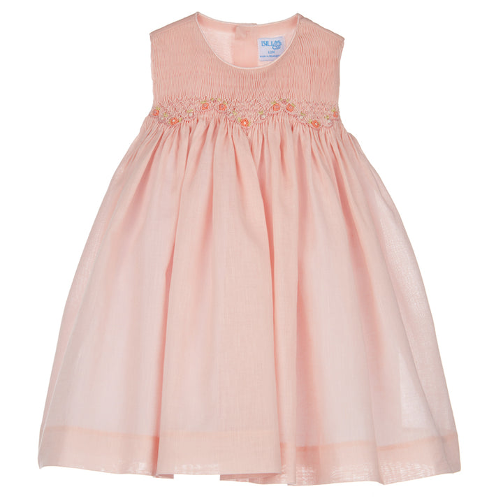 Peach Sleeveless Smocked Dress
