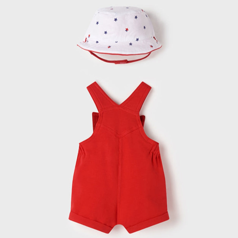 Red Overalls & Reversible Hat Set