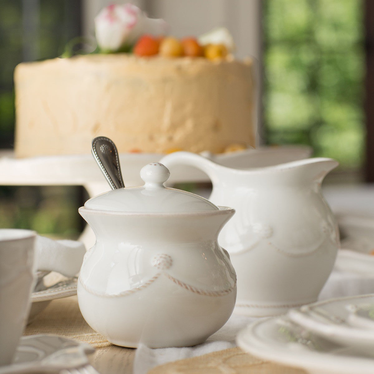 Berry & Thread Whitewash Lidded Sugar Pot