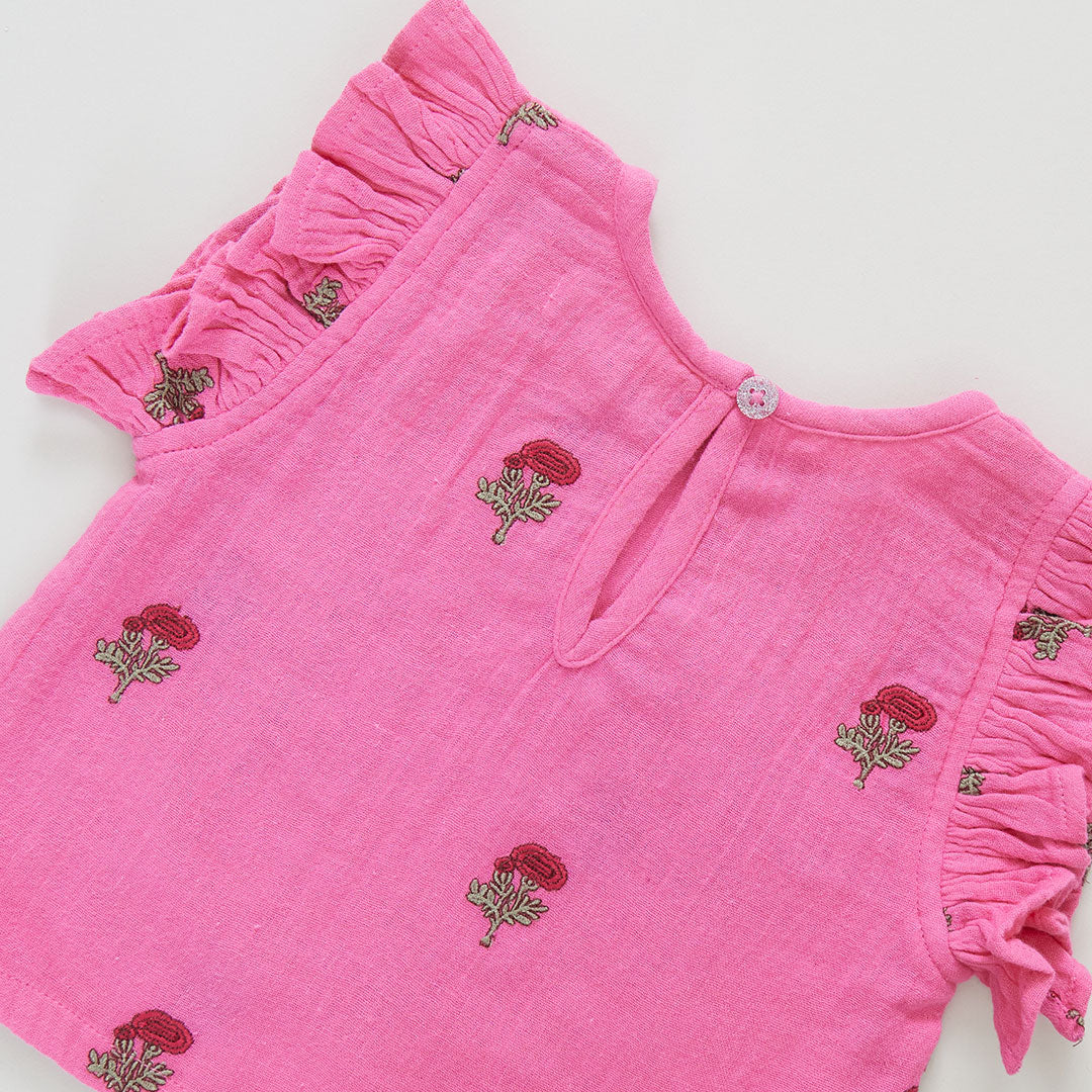 Hot Pink Flowers Girls Roey 2-Piece Set