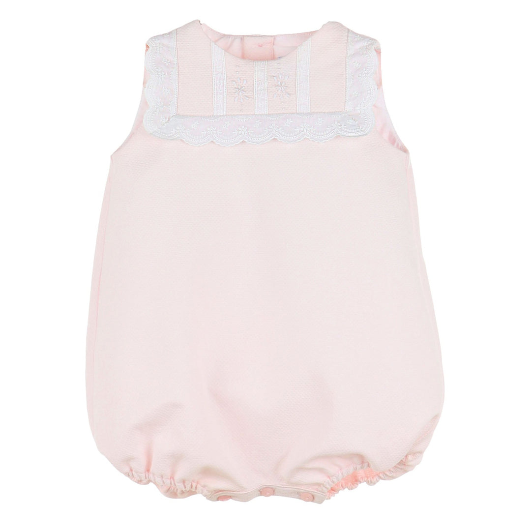 Pink Bib Lace Bubble & Bonnet