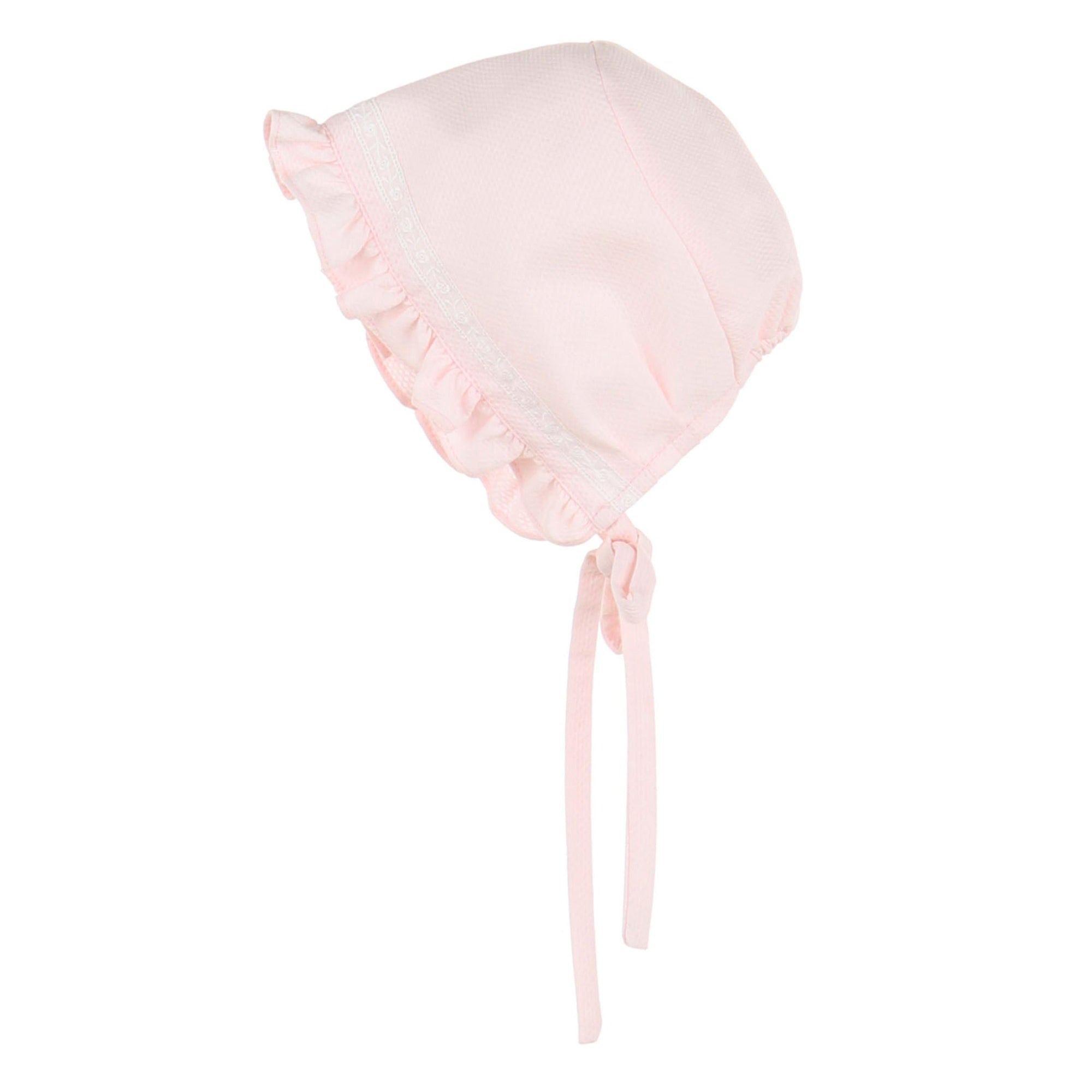 Pink Bib Lace Bubble & Bonnet