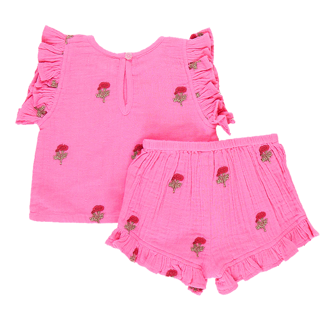 Hot Pink Flowers Girls Roey 2-Piece Set