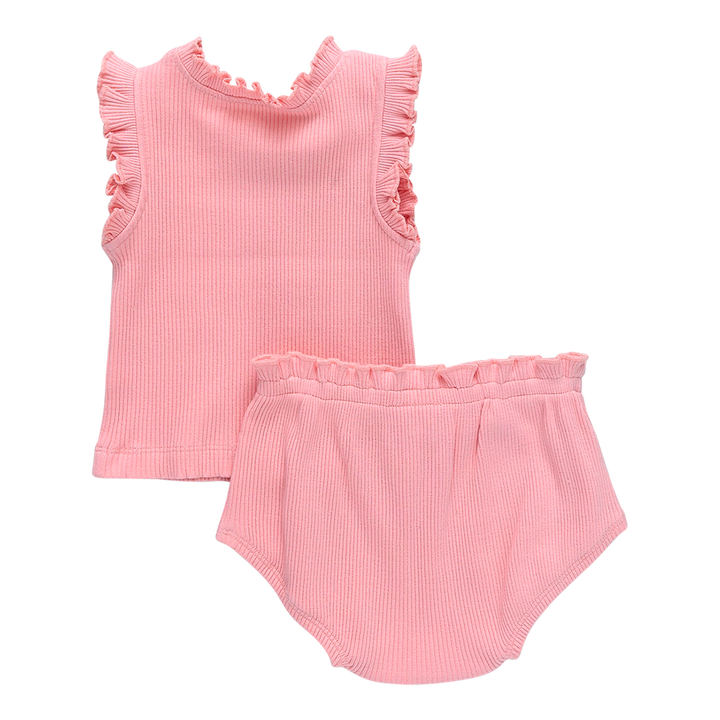 Peony Baby Girls Organic Ruffle Rib Tank 2 Piece Set