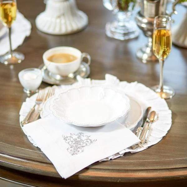White Linen Round Ruffle Placemat