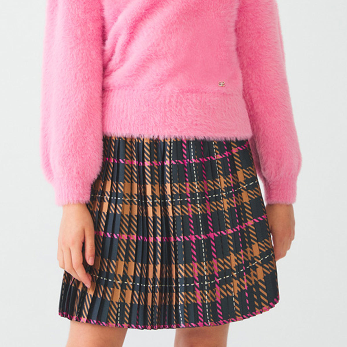 Bubblegum Plaid Pleated Skirt