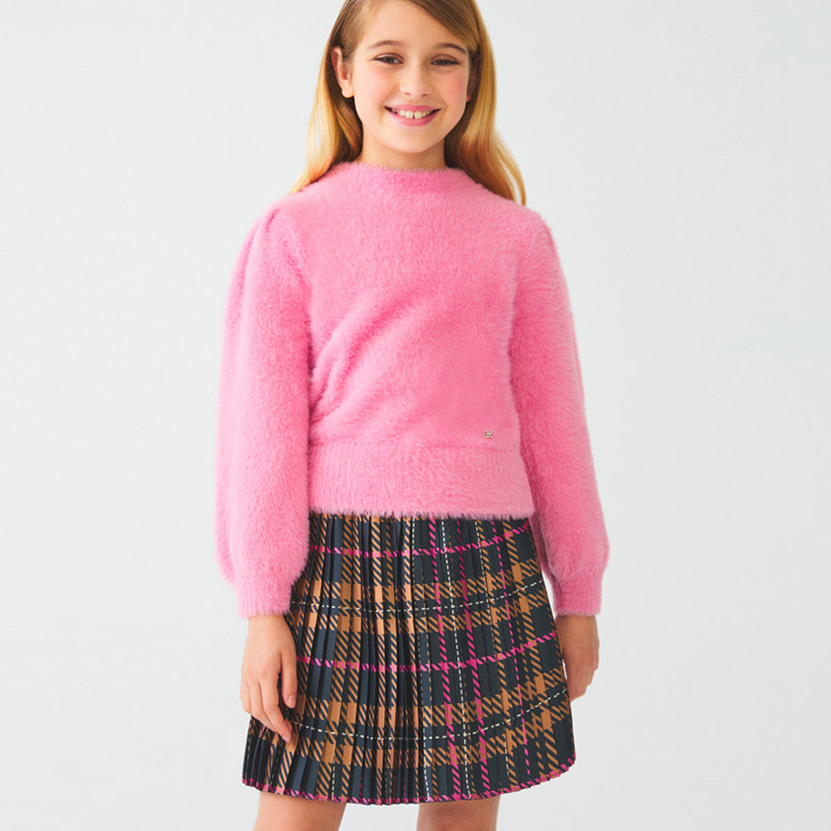 Bubblegum Plaid Pleated Skirt