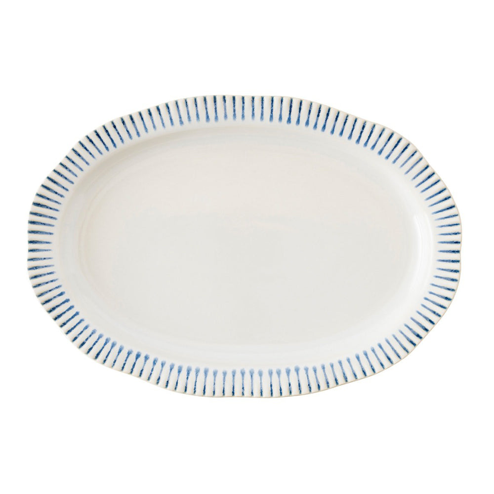 Sitio Stripe Indigo 17" Serving Platter