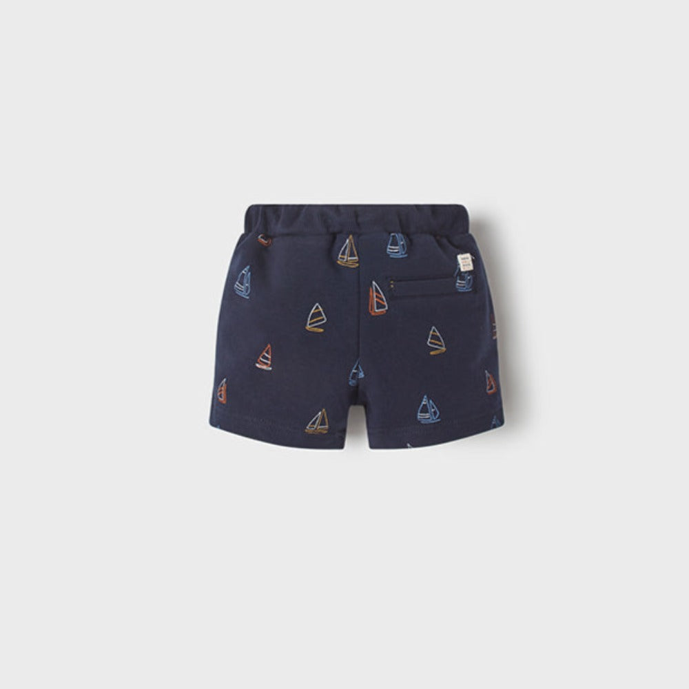 Navy Blue Sailboat Bermuda Shorts
