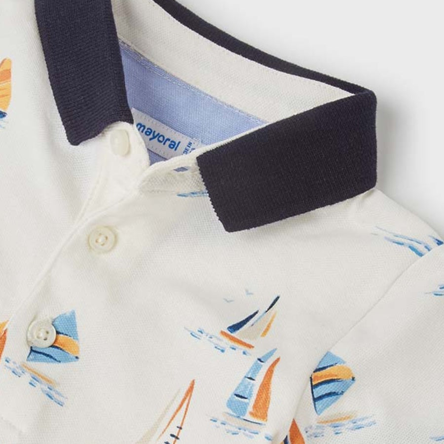 Mayoral Baby Boy Blue Sailboat Print Short Sleeve Shirt