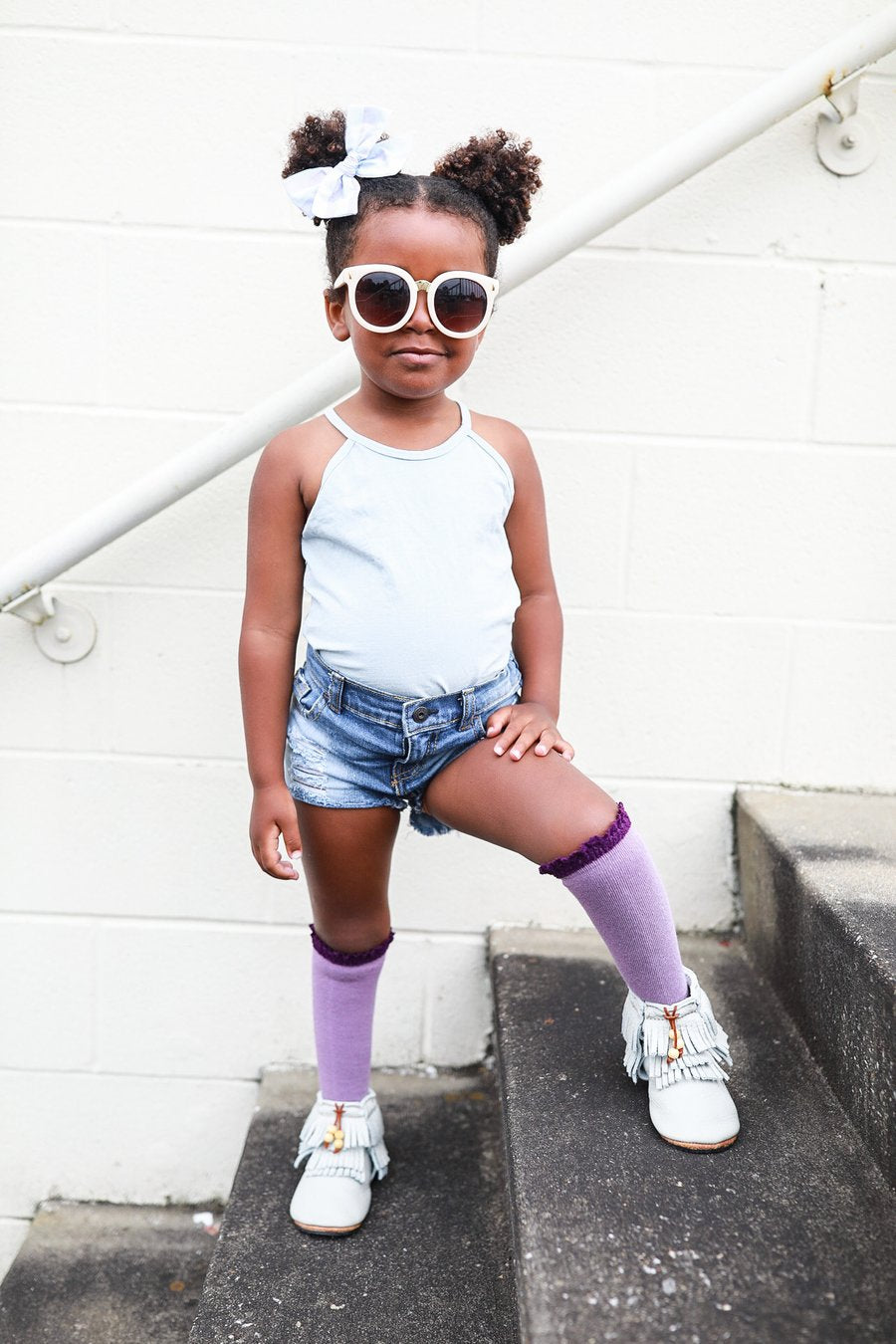 Purple & Plum Lace Top Knee Highs