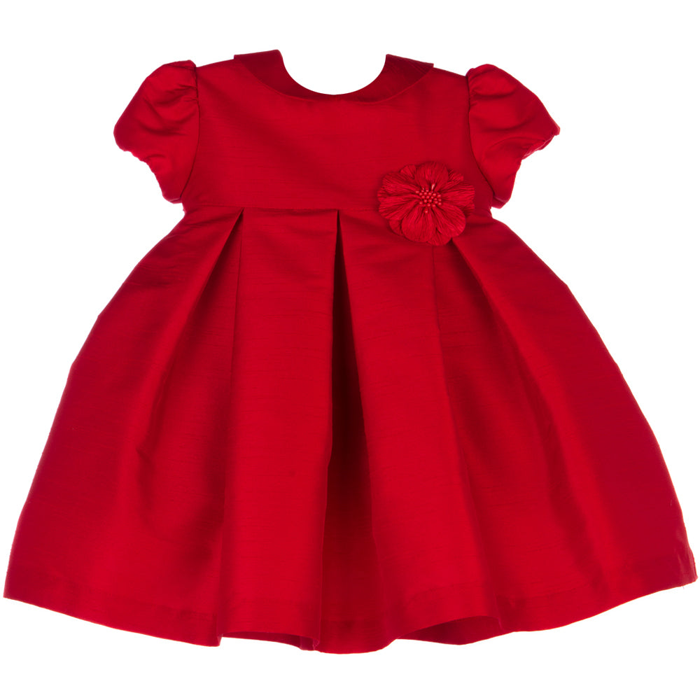 Red Party Dress with Flower Brooch