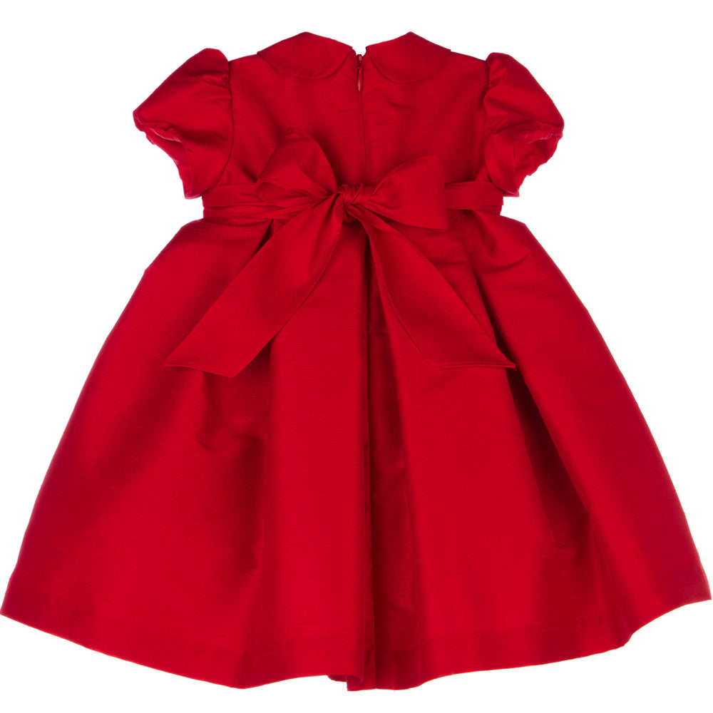 Red Party Dress with Flower Brooch