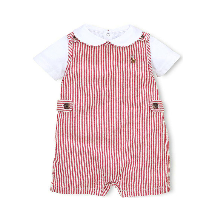 Red Seersucker Shortall