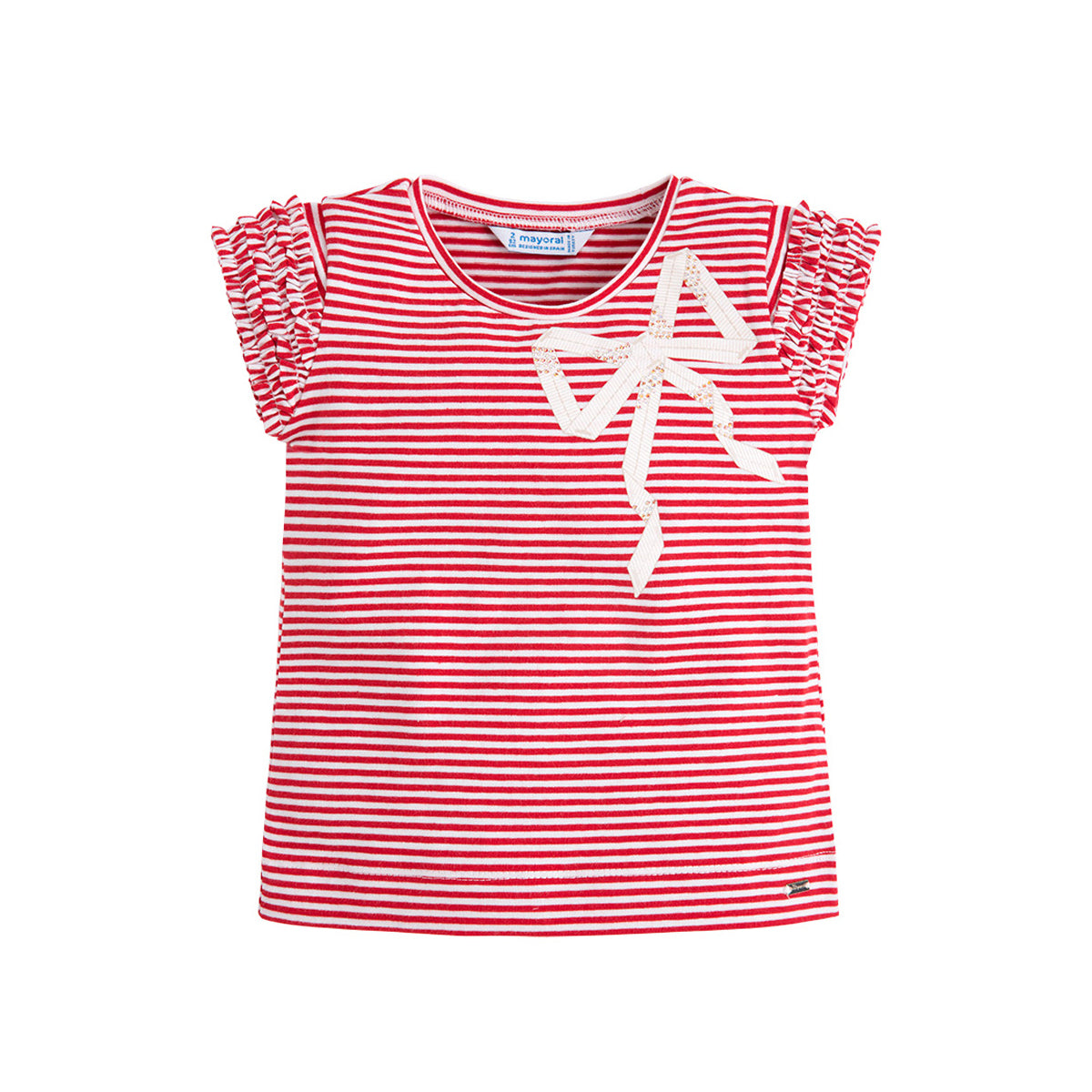Red & White Stripe Top With Bow