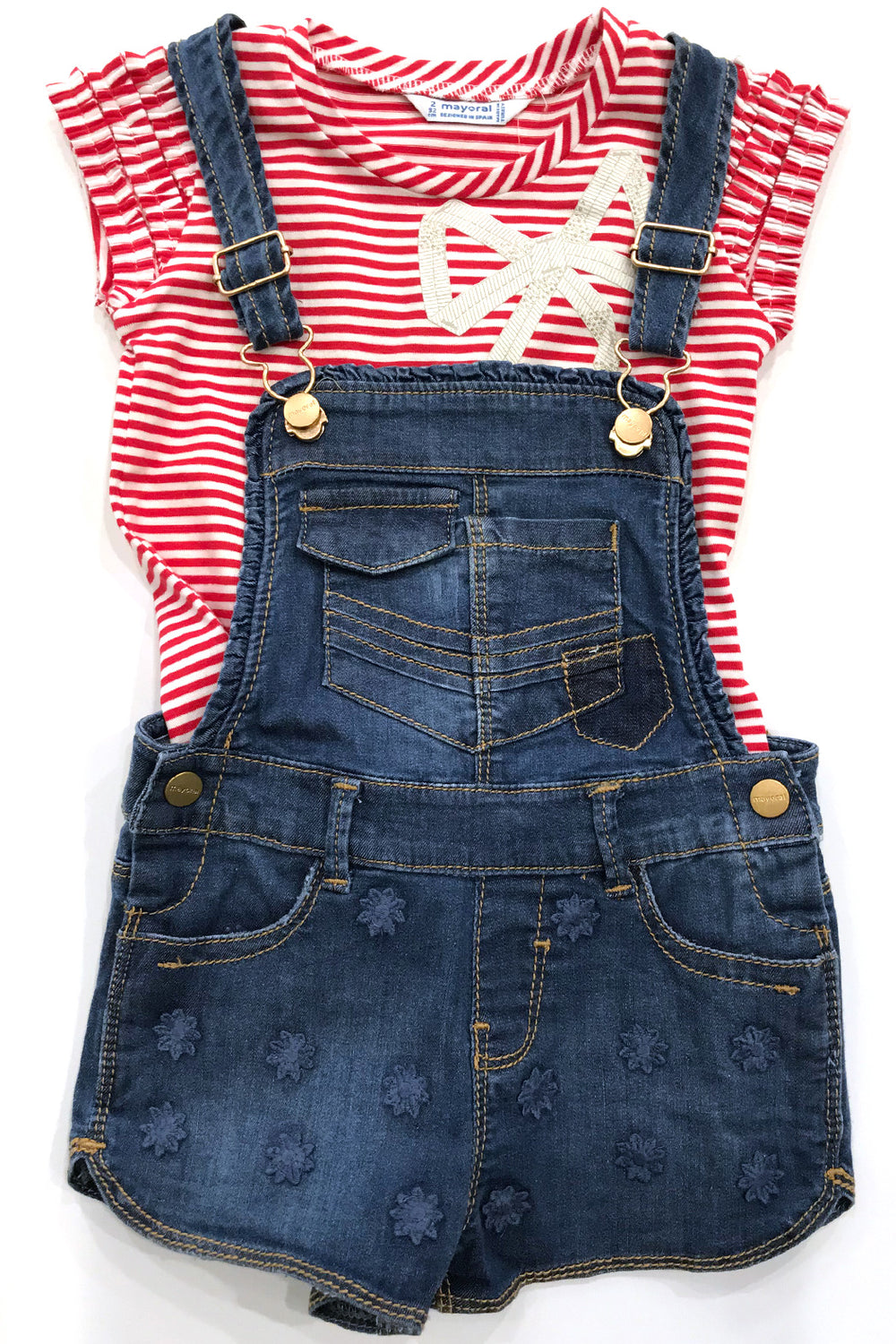 Mayoral - Denim Floral Dungaree Shorts - kkgivingtree - K&K's