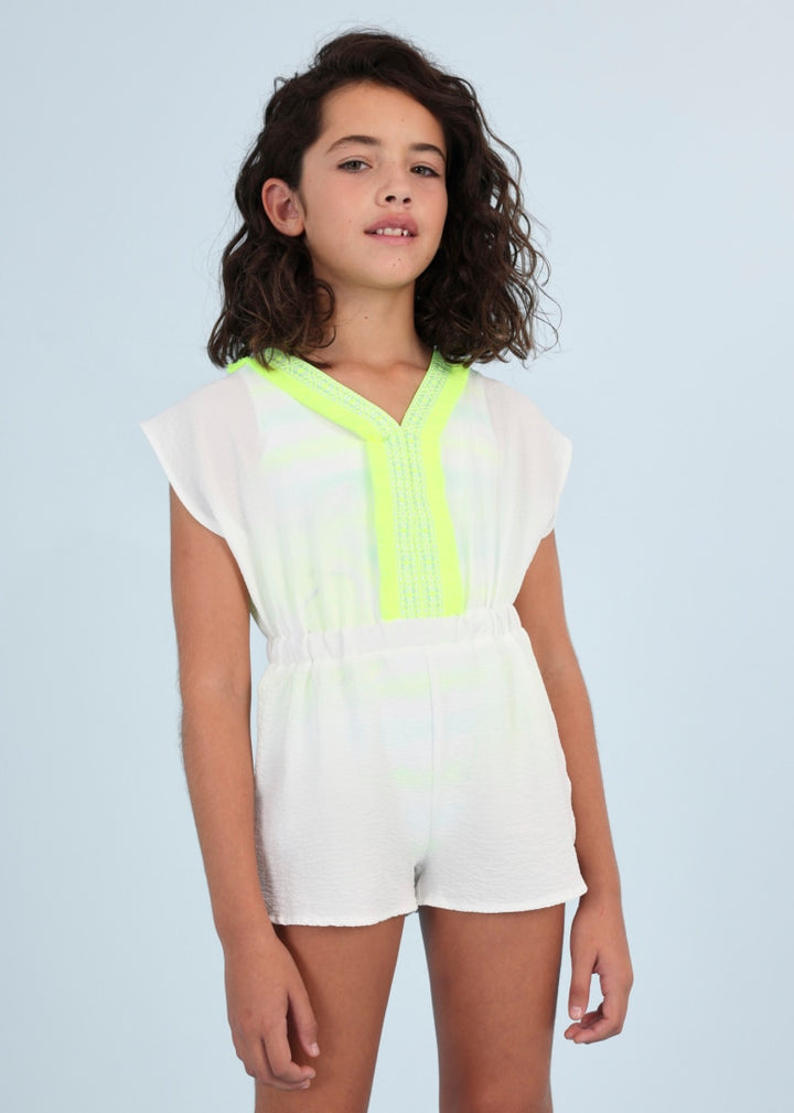 White Caftan Girls Romper