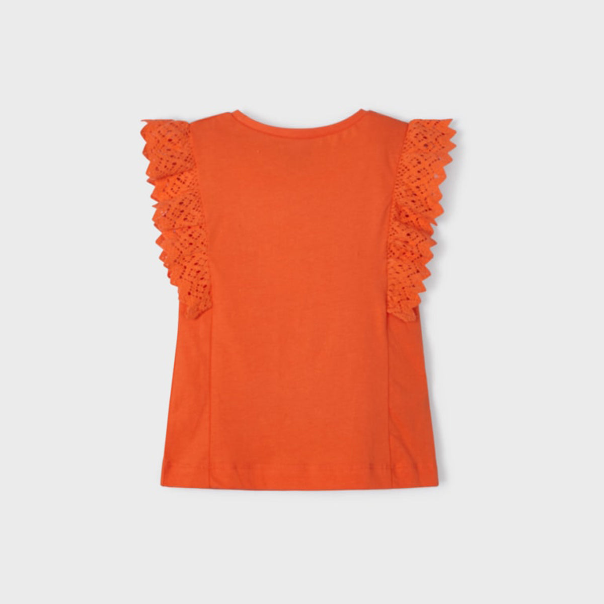 Orange Ruffled Cotton T-Shirt