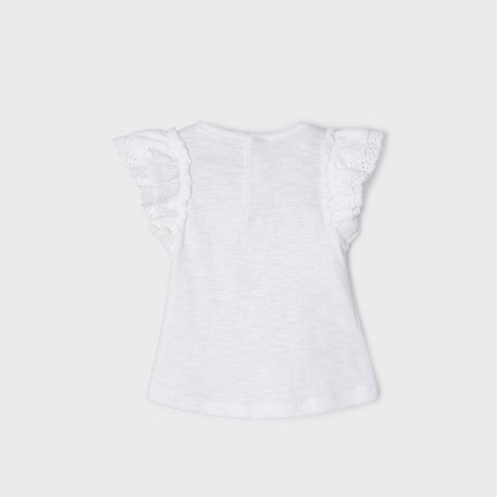 White Ruffled Sleeve T-Shirt