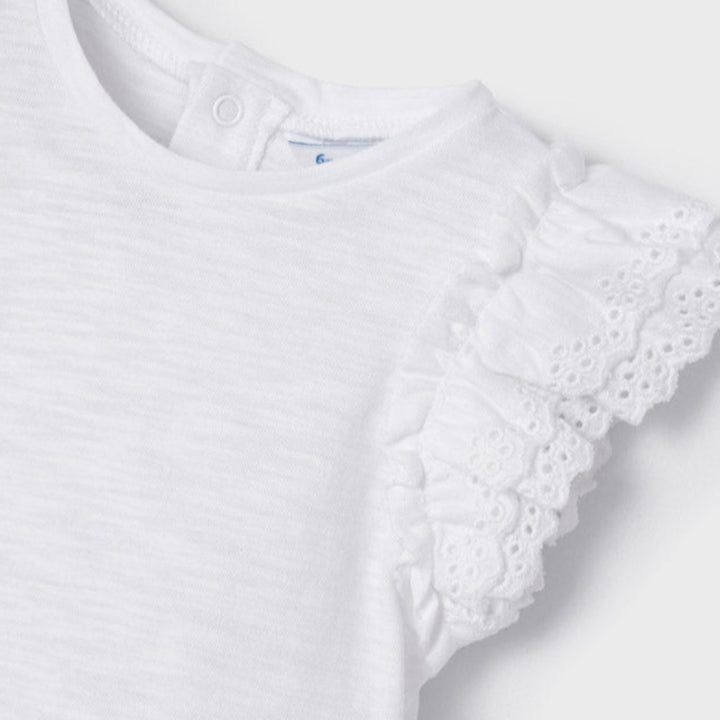 White Ruffled Sleeve T-Shirt