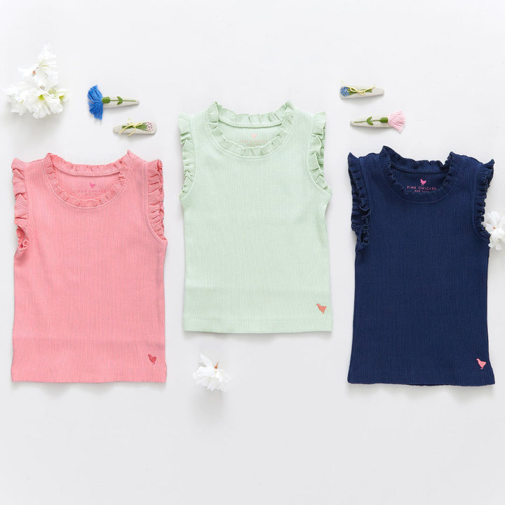 Frosty Green Organic Ruffle Rib Tank