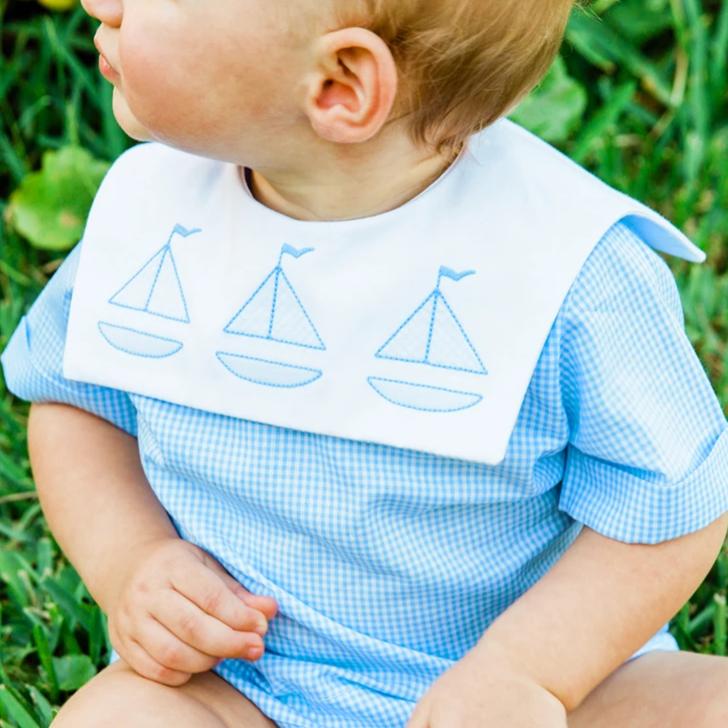 Sailboat Shadow Stitched Diaper Cover Set