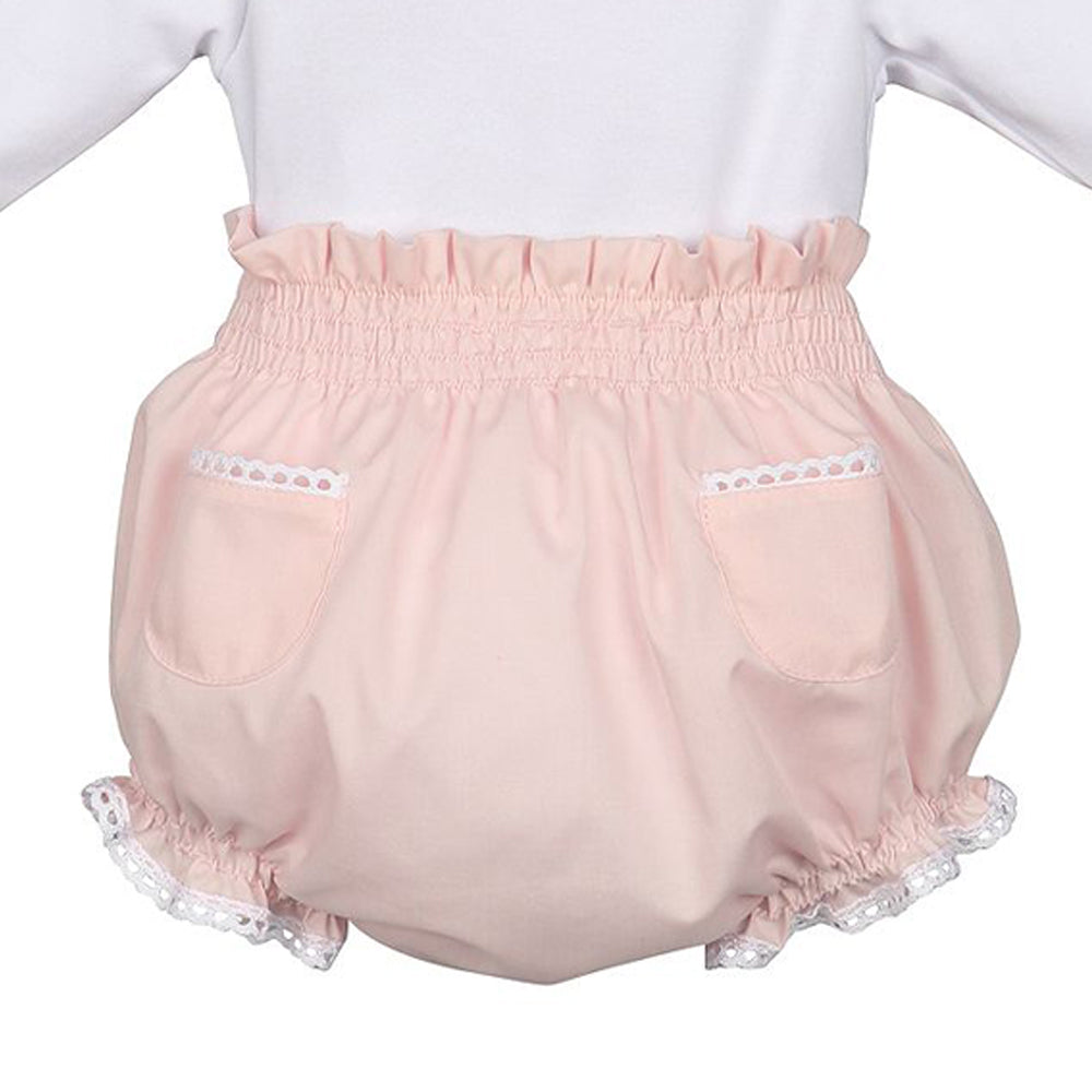 Pink Bodysuit & Bloomer Set with Ruffles