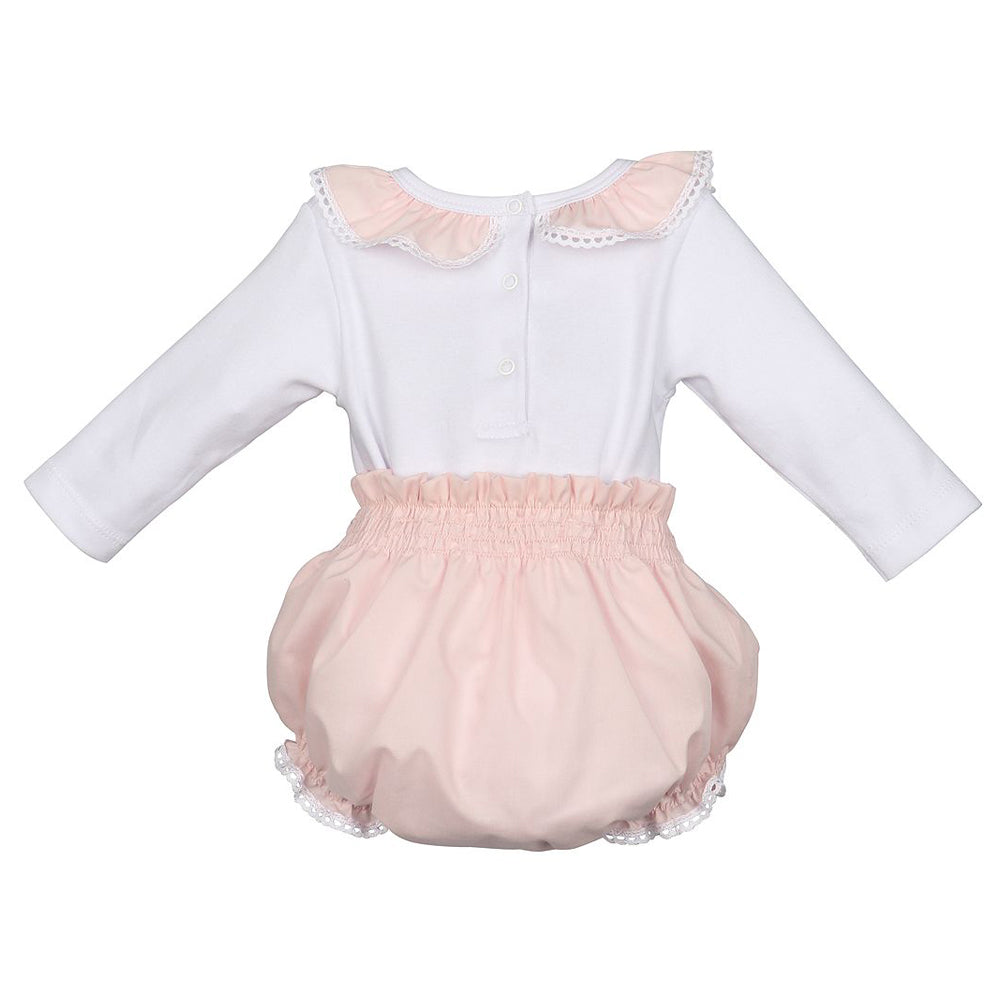 Pink Bodysuit & Bloomer Set with Ruffles