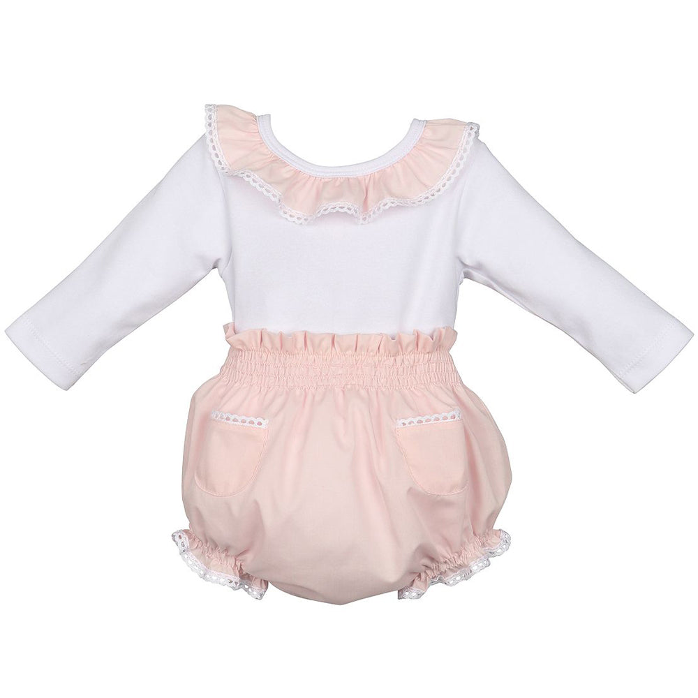 Pink Bodysuit & Bloomer Set with Ruffles