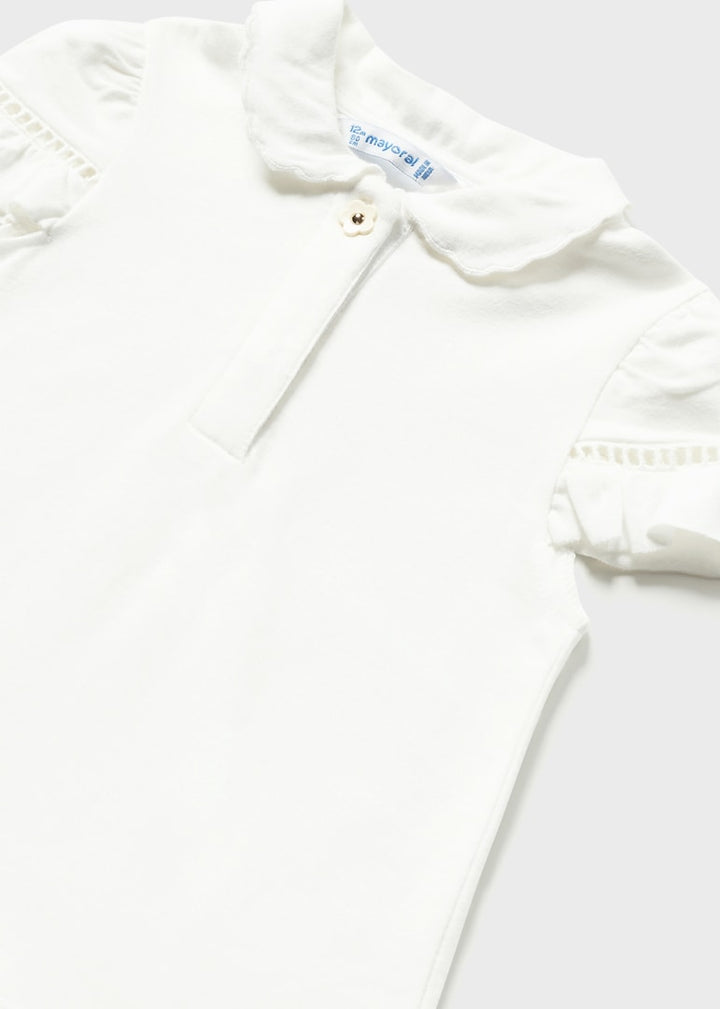 White Short Sleeves Girls Polo