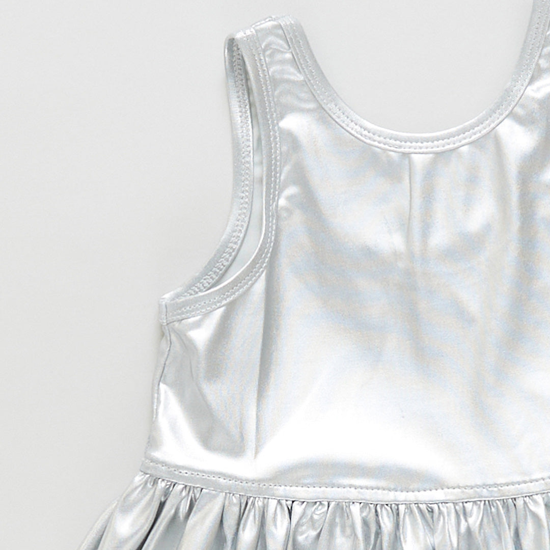 Metallic Silver Liza Lame Dress