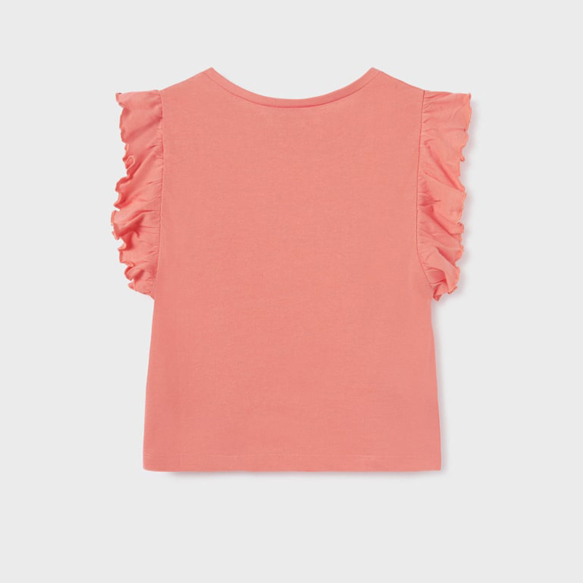 Coral Ruffled Girls T-Shirt