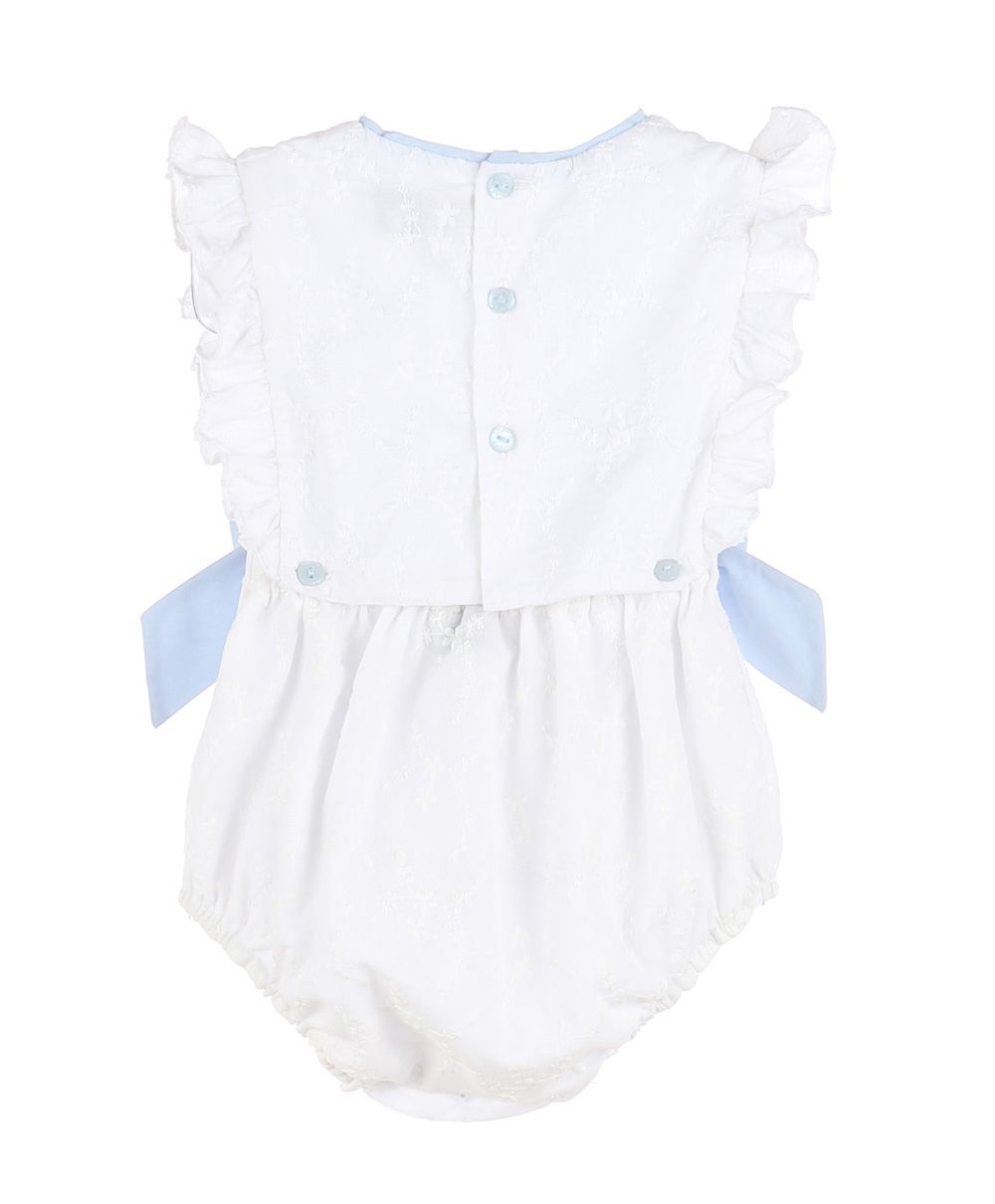 White & Blue Classic Overall With Bows