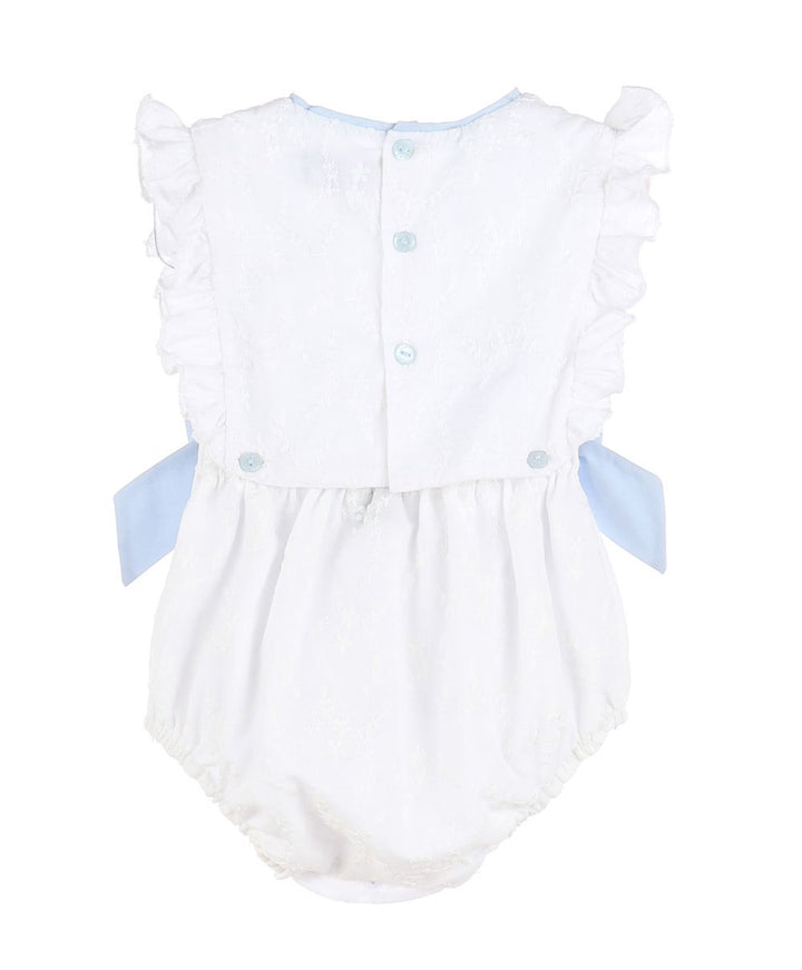 White & Blue Classic Overall With Bows