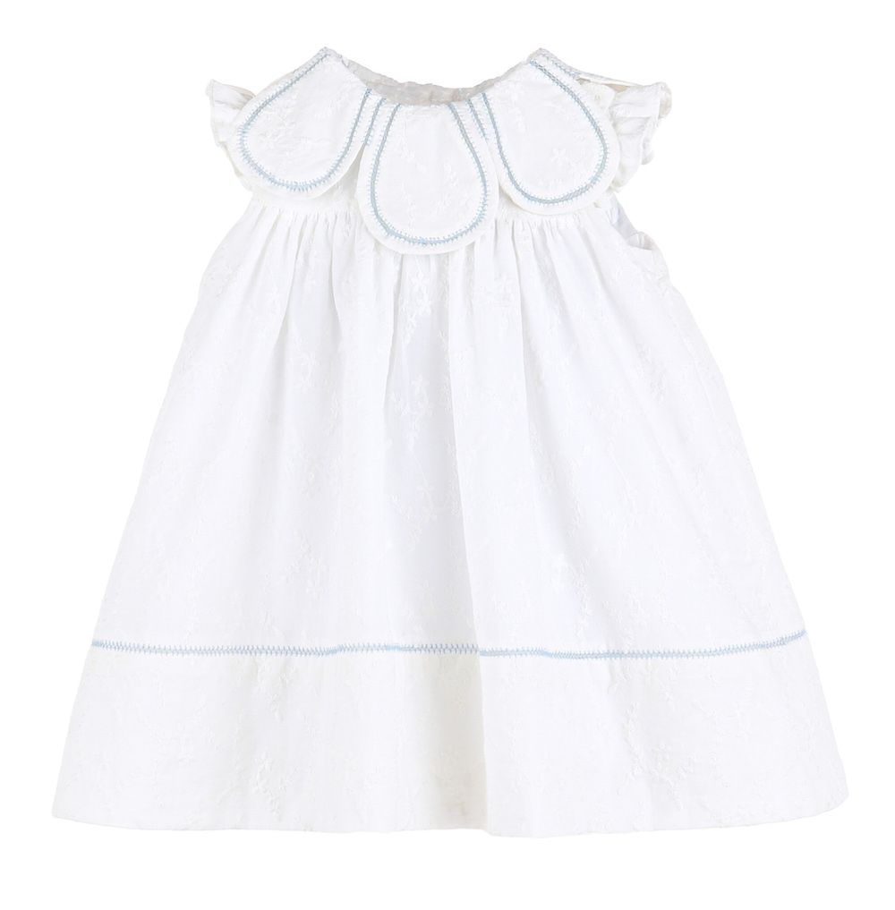 White & Blue Classic Petal Dress