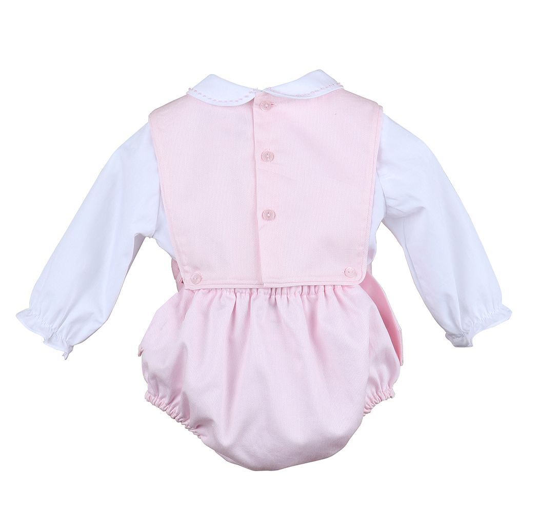 Pink Corduroy Bubble With Bows & Blouse