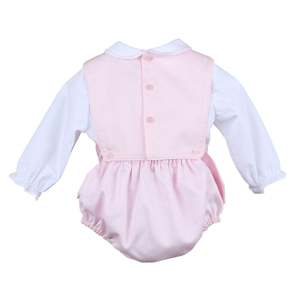 Pink Corduroy Bubble With Bows & Blouse